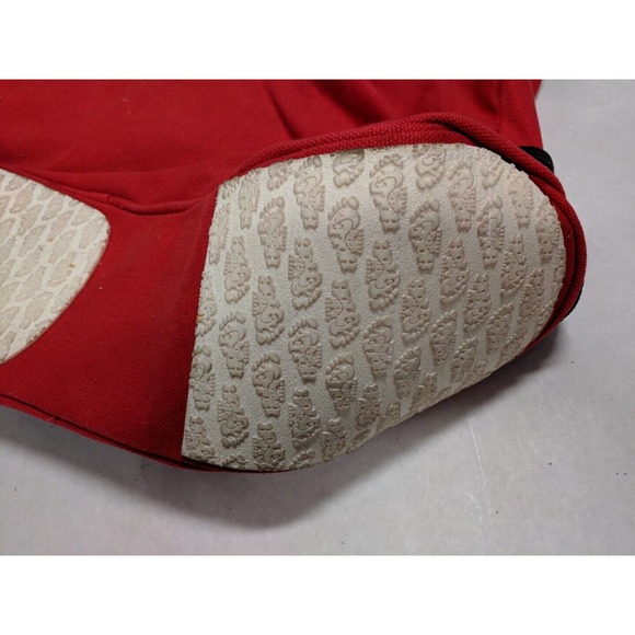 VINTAGE HOLEY SOLES GETAWAY BEACH BAG CANVAS TOTE RED RUBBER SOLE BOTTOM STRAPS - Picture 6 of 11